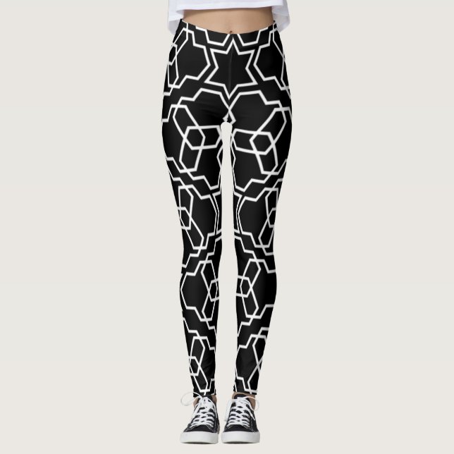 Islamic Geometric Pattern Design Arabic Vintage    Leggings (Front)