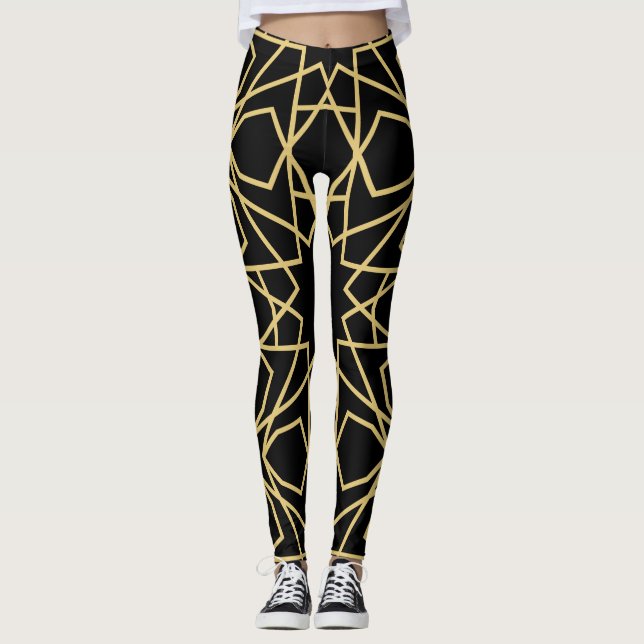 Islamic Geometric Pattern Design Vintage   Leggings (Front)