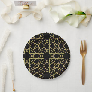 Islamic Geometric Pattern Design Vintage Paper Plate