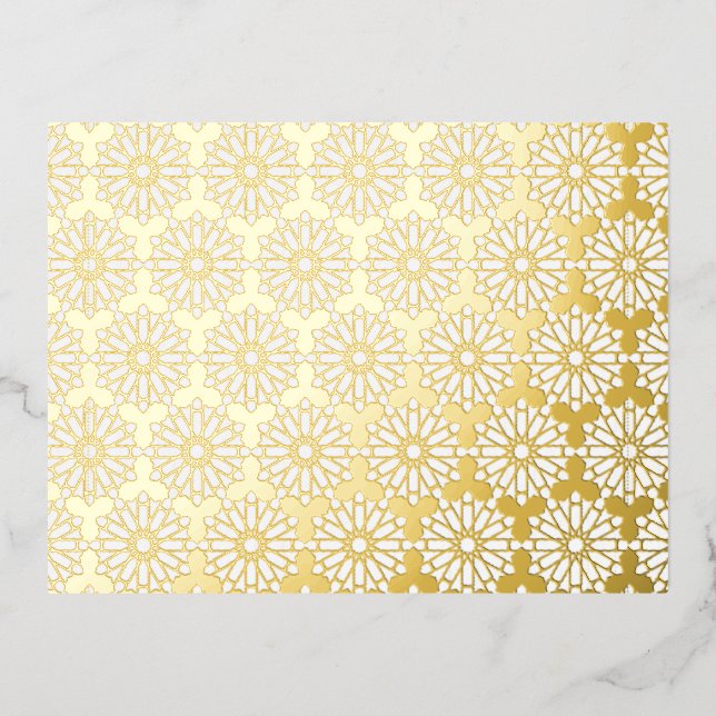 Islamic Geometric Pattern Foil Invitation Postcard (Front)