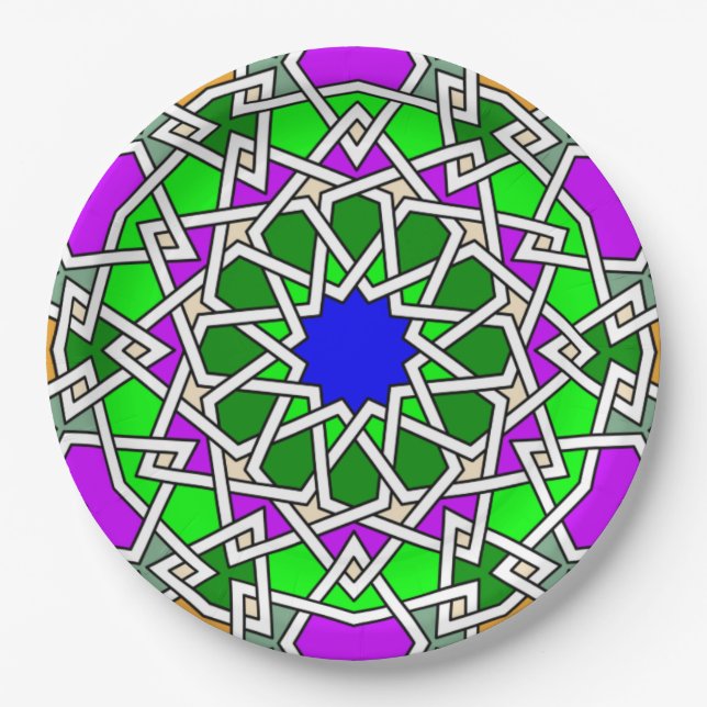 Islamic geometric pattern paper plate (Front)