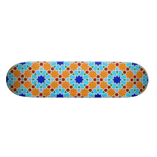 Islamic geometric pattern skateboard