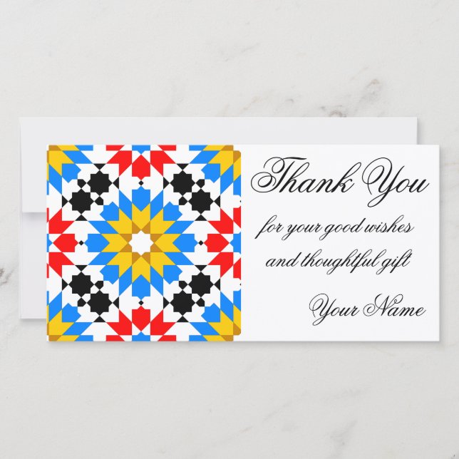 Islamic geometric pattern thank you photocard card (Front)