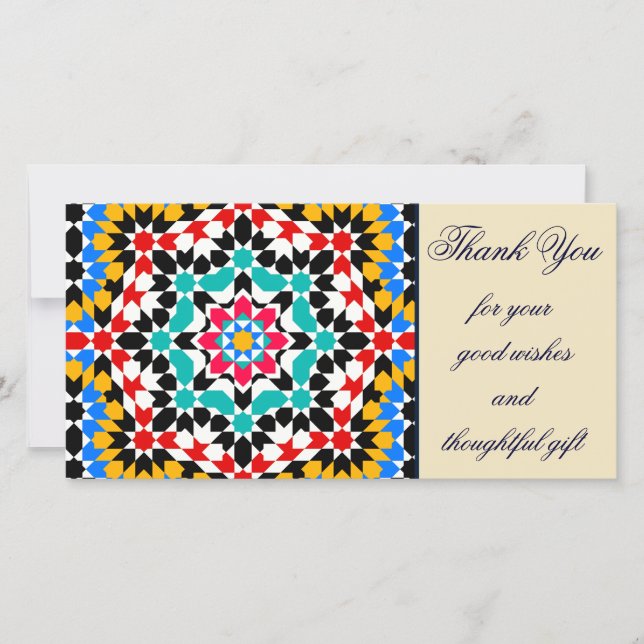 Islamic geometric patterns thank you Photo Card (Front)