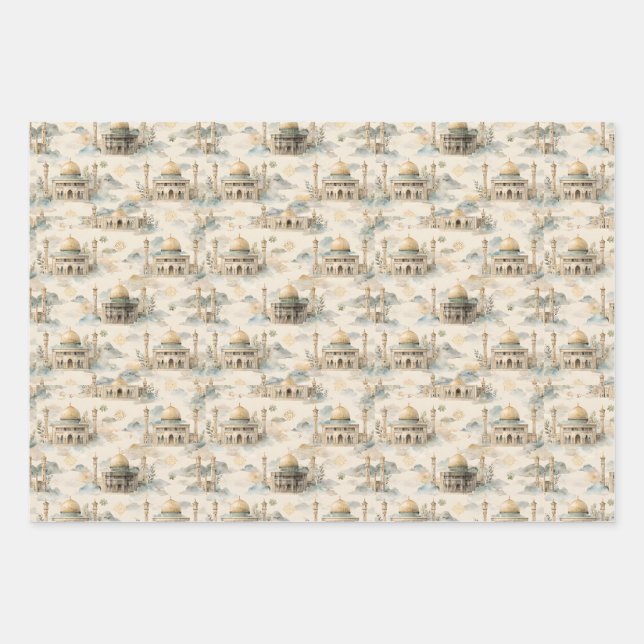 Islamic Gift Wrap Set 3 Elegant Eid Ramadan Hajj (Front)