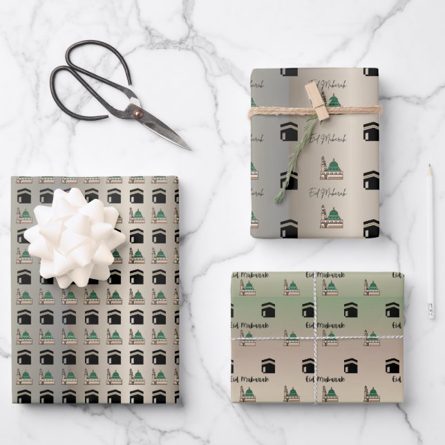 Islamic Gift Wrapping Paper – Kaaba & Prophet’s Mo (Front)