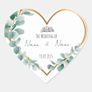 Islamic Heart shaped floral wedding favour sticker