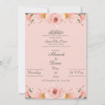 Islamic Invitation Card Blush Pink Watercolor