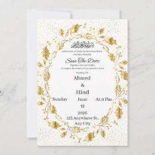 Islamic Luxury Gold Leaf save the Dates Invitation
