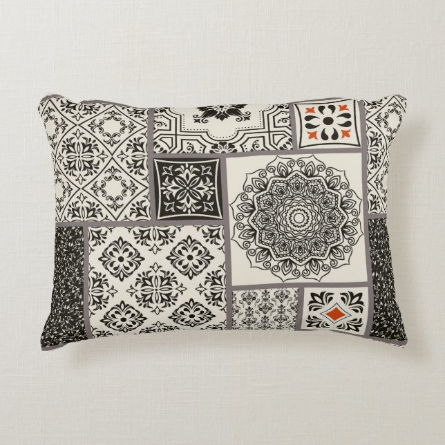 Islamic Majolica Pottery Tile Pattern Decorative Cushion (Front)