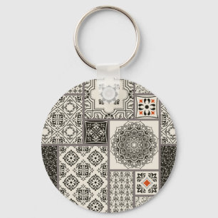 Islamic Majolica Pottery Tile Pattern Key Ring