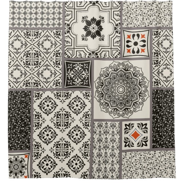 Islamic Majolica Pottery Tile Pattern Shower Curtain (Front)