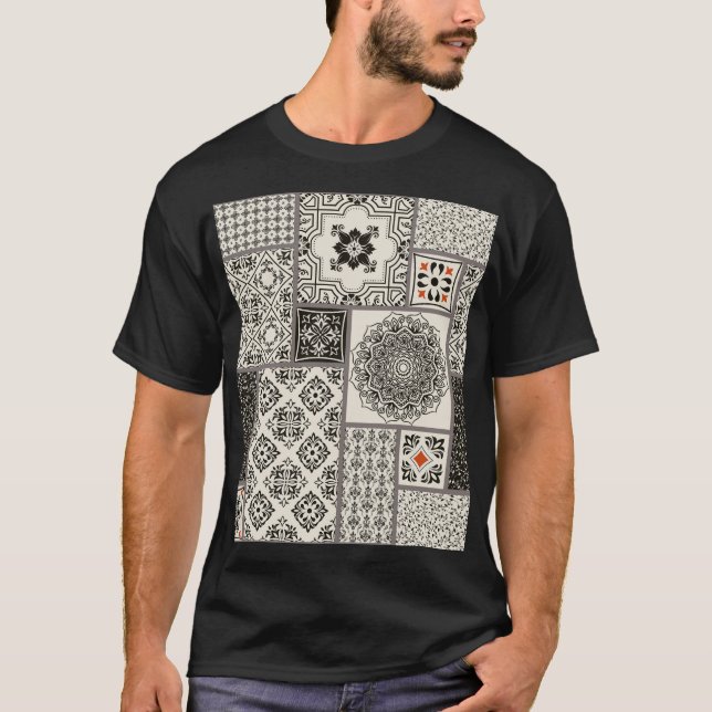 Islamic Majolica Pottery Tile Pattern T-Shirt (Front)