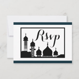 Islamic Mosque Silhouette Wedding RSVP Card