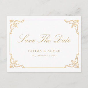 Islamic Muslim Gold Save The Date Announcement Postcard