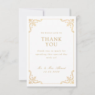 Islamic Muslim Gold Wedding Thank You Card