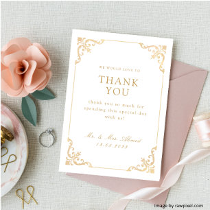 Islamic Muslim Gold Wedding Thank You Card