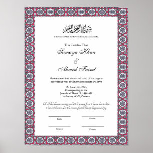 islamic muslim nikkah certificate	 poster