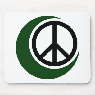 Islamic Muslim Symbol with Peace Sign Mouse Pad