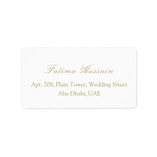 Islamic Muslim Wedding RSVP Return Address Label (Front)