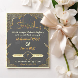 Islamic Nikah Arabic Muslim Wedding Design Invitation