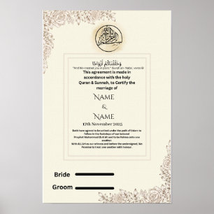 Islamic nikkah certificate  poster
