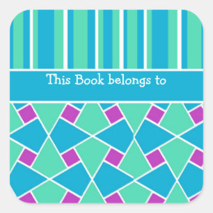 Islamic Pattern and Stripes: Custom Bookplates Square Sticker