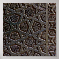 Islamic Pattern Ceramic Tile Silver Plated Necklac