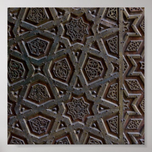 Islamic Pattern Ceramic Tile Silver Plated Necklac Poster