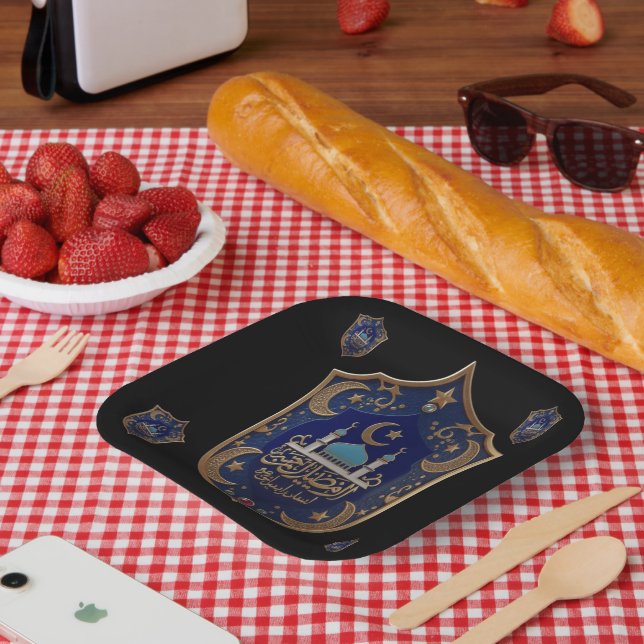 Islamic Picnic Coaster – Crescent & Calligraphy El Paper Plate (Picnic)
