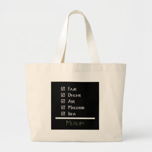 Islamic prayer - 5 times a day - Muslim print Large Tote Bag