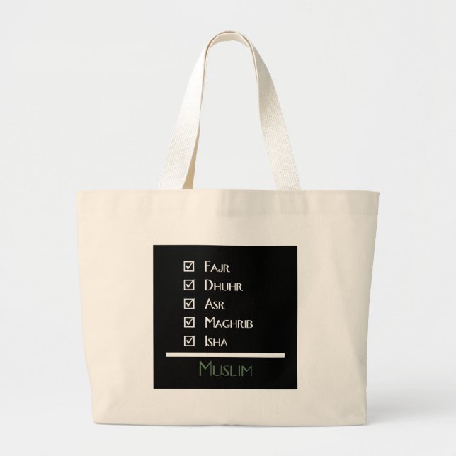 Islamic prayer - 5 times a day - Muslim print Large Tote Bag (Front)