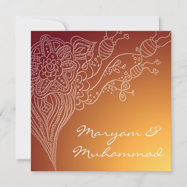 Islamic red  bismillah wedding invitation card (Front)