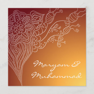 Islamic red  bismillah wedding invitation card