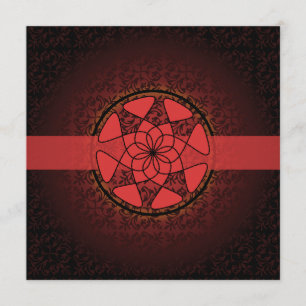 Islamic red  damask  bismillah wedding engagement invitation
