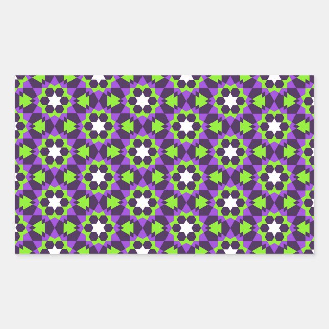 islamic religious geometric decoration pattern bac rectangular sticker (Front)