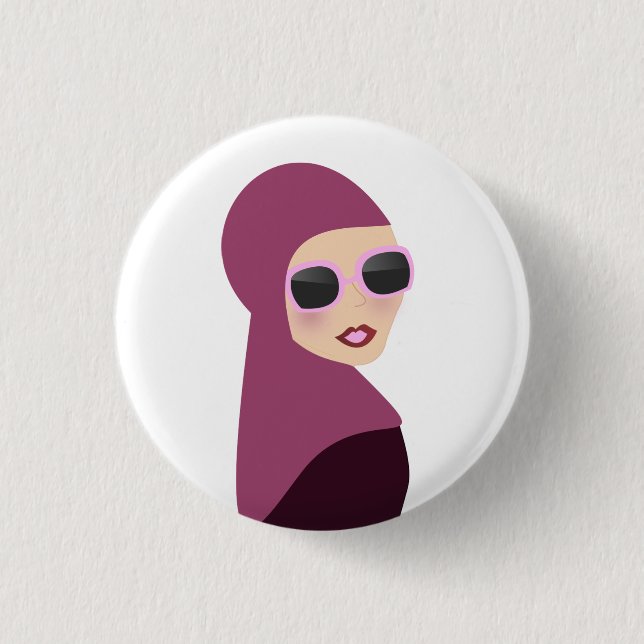 Islamic scarf muslima hijab lady style 3 cm round badge (Front)