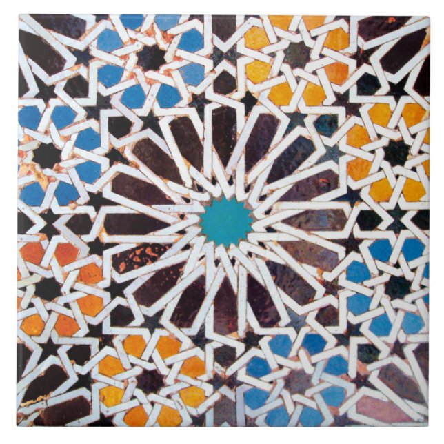 Islamic Star Pattern Ceramic Photo Tile (Front)
