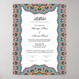islamic style Islamic Marriage Certificate Poster