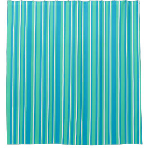 Islamic Turquoise, Aqua, White Striped Pattern Shower Curtain