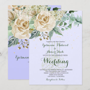 Islamic Wedding Bismillah Elegant Purple Rose   Invitation
