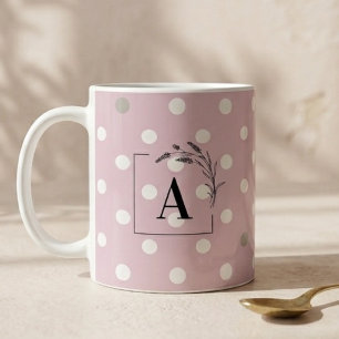 Islamic Wedding Initial   Blush Pink Polka Dot Coffee Mug