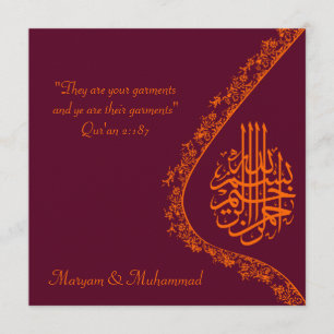 Islamic wedding marriage red invitation card