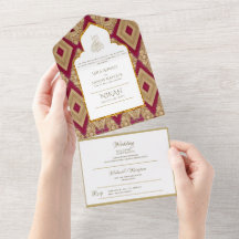 Islamic WEDDING NIKAH WALLIMAH Gold Red Ornate All