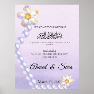 Islamic WeddingWelcomeSign Iridescent Glass Flower Poster