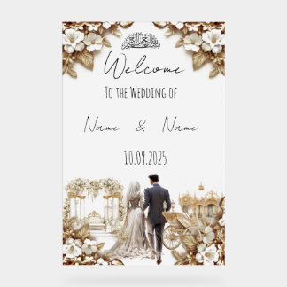 Islamic white and gold Wedding sign
