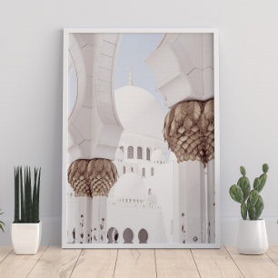 Islamic White and Rose Gold Mosque Architect Poster