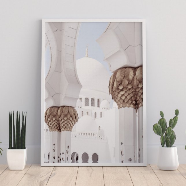 Islamic White and Rose Gold Mosque Architect Poster (Creator Uploaded)
