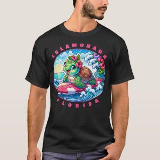 Islamorada Florida Cute Surfing Girl Sea Turtle Ta T-Shirt
