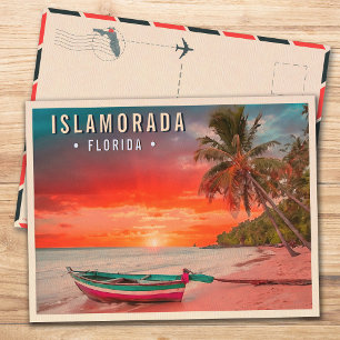 Islamorada Florida Island Tropical Palm Tree 1950s Postcard